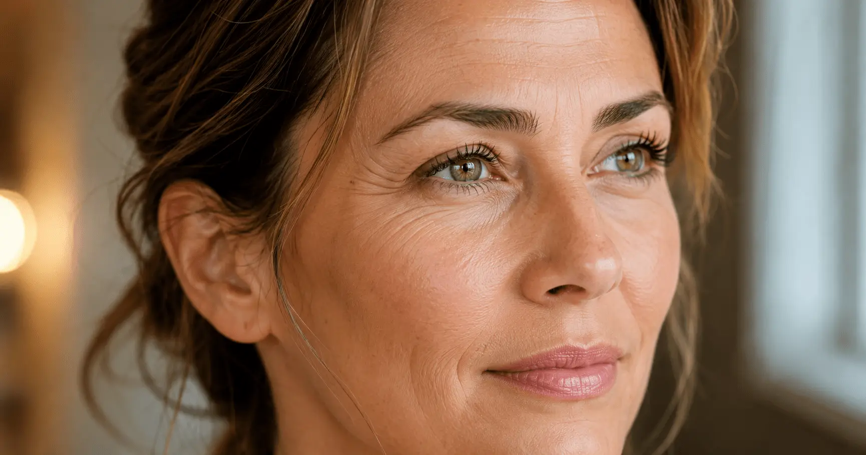 Mujer con arrugas faciales naturales — medicina estética Málaga